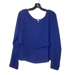 Navy Blue Tiered LongSleeve Blouse